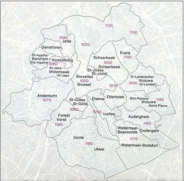 Brussels zip codes map