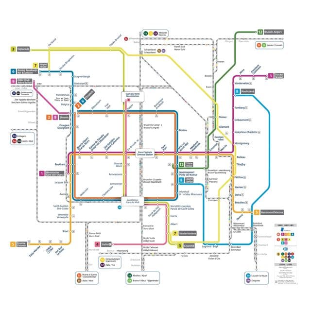 Brussels subway station map