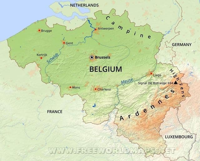 Brussels elevation map